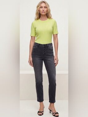 Good American Essential Rib Baby Tee – Neon Lime